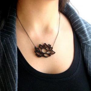Red Lotus Flower Necklace - Lotus Jewelry - Flower..