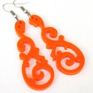 Orange Tattoo Art Earrings - Tattoo Jewelry -..