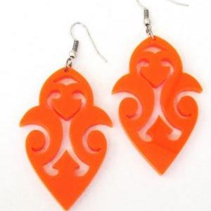 Orange Tribal Tattoo Earrings - Tattoo Jewelry -..