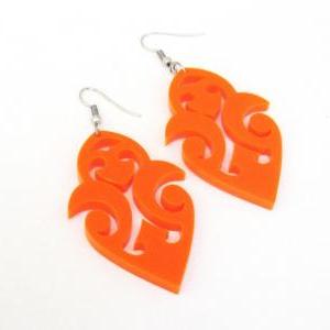 Orange Tribal Tattoo Earrings - Tattoo Jewelry -..