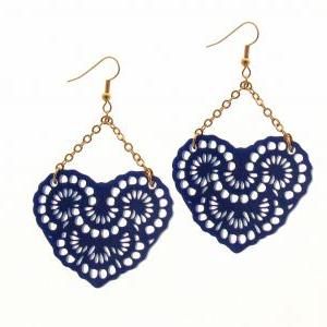Baronyka French Lace Earrings - Blue Chandelier..