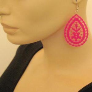 Baronyka Art Deco Earrings - Pink Statement..