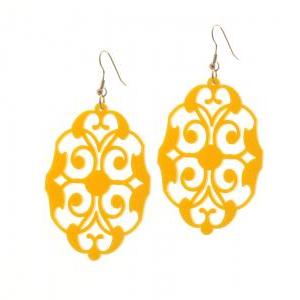 Baronyka Long Yellow Floral Earrings - Party..