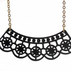 Black Lace Necklace - Minimalist Jewelry - Art..