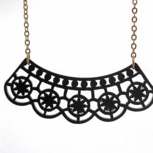 Black Lace Necklace - Minimalist Jewelry - Art..