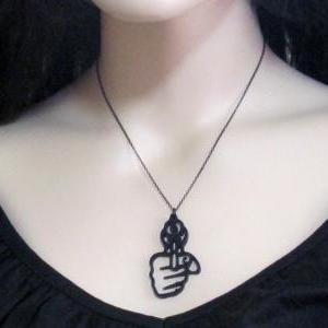 Hand With A Gun Necklace - Gun Jewelry - Cowgirl..