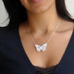 Venus White Butterfly Necklace - Butterfly Jewelry..