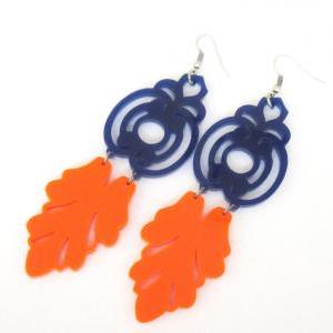 Blue And Orange Florentine Earrings - Prom Jewelry..