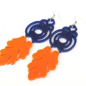 Blue And Orange Florentine Earrings - Prom Jewelry..