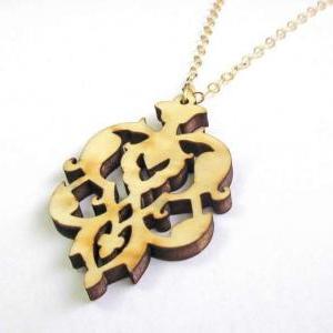 Baronyka Wooden Floral Pendant Necklace