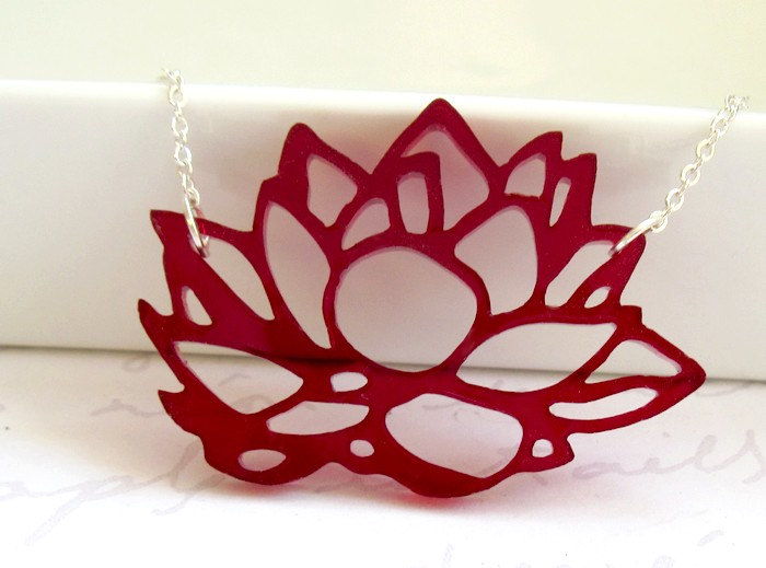 Red Lotus Flower Necklace - Lotus Jewelry - Flower Jewelry - Floral Jewelry - Contemporary Jewelry - Nature Jewelry