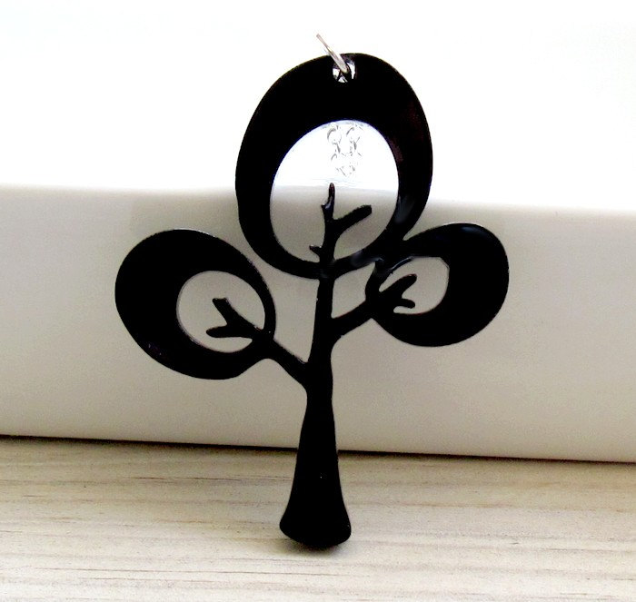 Unique Tree Necklace - Nature Jewelry - Minimalist Jewelry - Gift For Her - Retro Jewelry - Fun Jewelry - Black Jewelry