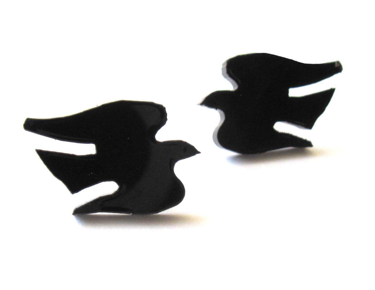 Baronyka Sweet Seagull Stud Earrings - Seagull Jewelry - Nature Jewelry - Animal Jewelry - Black Jewelry - Bird Jewelry - Gift For Her
