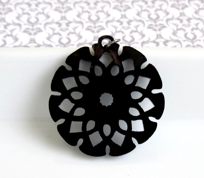 Baronyka Black Flower Pendant Necklace - Acrylic Laser Cut Necklace - Black Jewelry - Affordable Jewelry - Modern Jewelry - Fun Jewelry