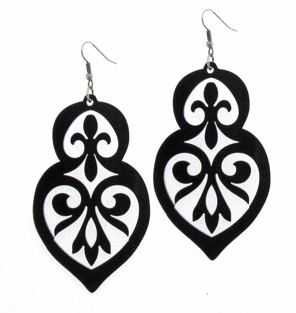 Baronyka Long Black Anouk Earrings - Party Jewelry - Party Earrings - Bridesmade Jewelry - Bridesmade Earrings - Floral Jewelry
