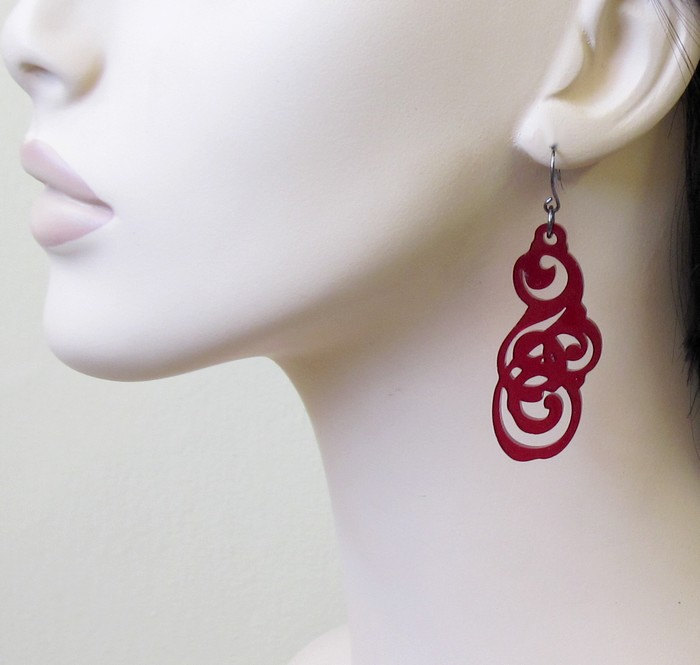 Red Tribal Tattoo Earrings - Tattoo Jewelry - Tribal Jewelry - Tattoo Art - Casual Jewelry - Everyday Jewelry - Gift For Her