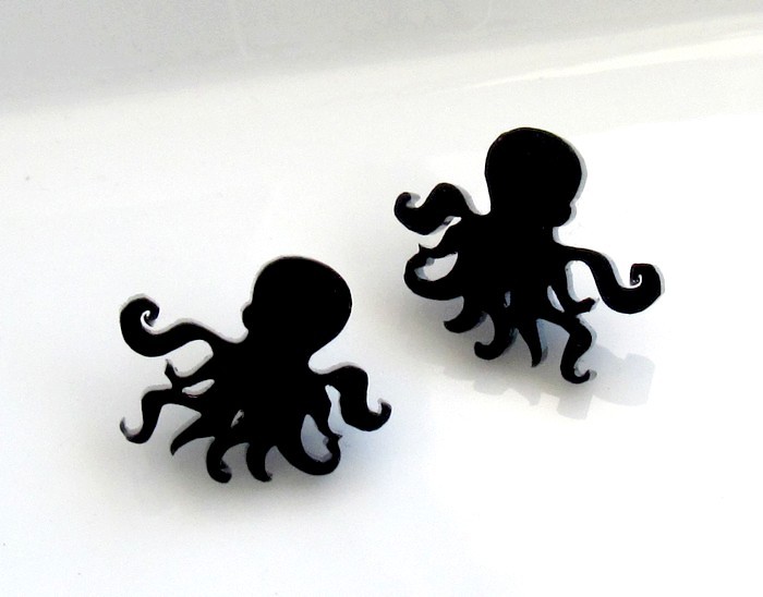 Little Sweet Octopus Stud Earrings - Steampunk Jewelry - Octopus Jewelry - Octopus Earrings - Minimalist Jewelry - Contemporary Jewelry