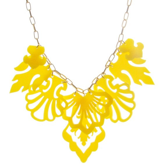 Statement Yellow Necklace - Elegant Jewelry - Bridesmaids Necklace - Bridesmaids Jewelry - Prom Jewelry - Cocktail Jewelry - Party Jewelry