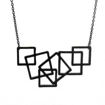 Baronyka Black Geometric Necklace - Modern Jewelry..